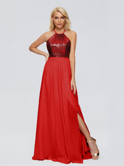 Jasmine A-line Halter Sequins Prom Dresses