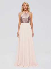 Jasmine A-line Halter Sequins Prom Dresses