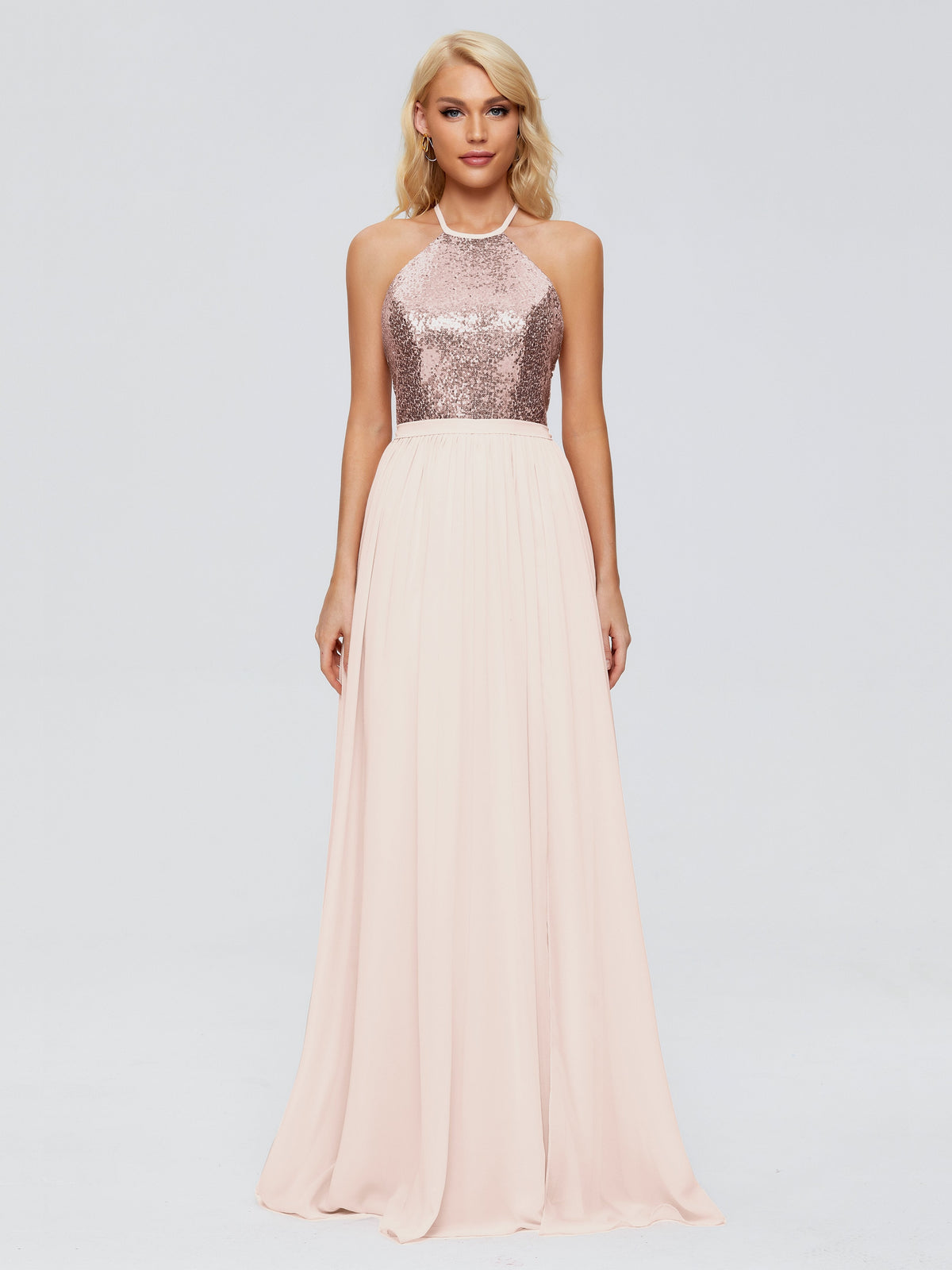 Jasmine A-line Halter Sequins Prom Dresses
