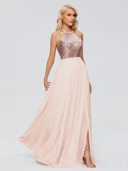 Jasmine A-line Halter Sequins Prom Dresses