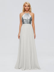 Jasmine A-line Halter Sequins Prom Dresses