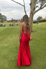 Jeni | Sage Scoop Neck Satin Mermaid Long Prom Dress with Slit