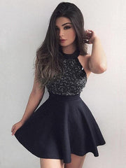 Jersey Jewel Sleeveless Ruffles A-line Short Party Dresses