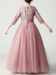 Jewel Feathers Sequins A-Line Flower Girl Dress