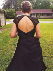 Jewel Sleeveless Floor-Length A-line With Beading Satin Dresses