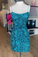Hot Pink Sequin Lace-Up Mini Cocktail Dress