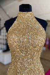 Black Sequins Halter Tassel Mini Party Dress