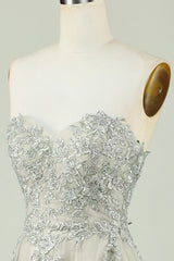 Sweetheart Beaded Light Green Long Prom Dress with Slit Front Off Shoulder Beautiful