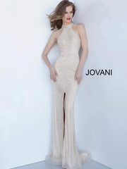Jovani 2482 Long Halter Prom Beaded Dress