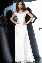 Jovani 62489 Off the Shoulder Lace Prom Dress