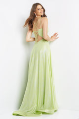 Jovani 08490 A Line Spaghetti Strap Long Prom Dress