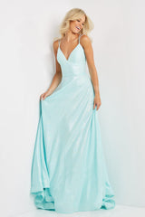 Jovani 08490 A Line Spaghetti Strap Long Prom Dress