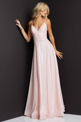 Jovani 08490 A Line Spaghetti Strap Long Prom Dress