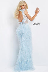 Jovani 06446 Long Sheath Feather Prom Dress
