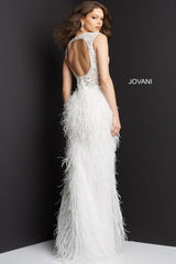 Jovani 06446 Long Sheath Feather Prom Dress
