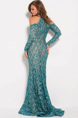 Jovani 58376 Long Sleeve Cold-Shoulder Long Gown