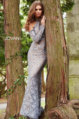 Jovani 58376 Long Sleeve Cold-Shoulder Long Gown