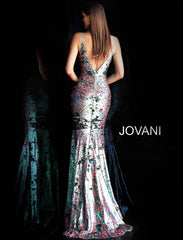 Jovani 67314 Plunging Neck Sequin Long Party Dress Sale