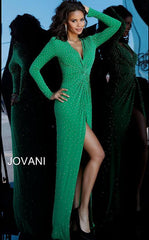 Jovani 3058 Prom Formal Long Sleeve Beaded Dress