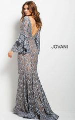Jovani 57048 Prom Long Sleeve Mermaid Lace Dress