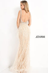 Jovani 03023 Prom Long Sleeveless Feather Dress