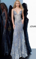 Jovani 3675 Prom Long Spaghetti Straps Mermaid Gown