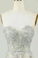 Sweetheart Beaded Light Green Long Prom Dress with Slit Front Off Shoulder Beautiful