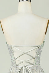 Sweetheart Beaded Light Green Long Prom Dress with Slit Front Off Shoulder Beautiful
