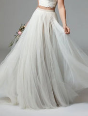 Beach Casual Wedding Dresses A-Line Separates Separates Floor Length Tulle Bridal Skirts Bridal Gowns With Solid Color
