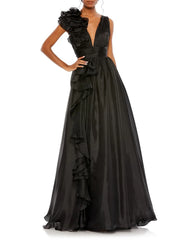 A-Line Evening Gown Celebrity Style Dress Red Green Dress Formal Wedding Guest Floor Length Sleeveless V Neck Chiffon with Slit Pure Color