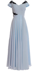 Sleeve V Neck Applique Mother of the Bride Dress