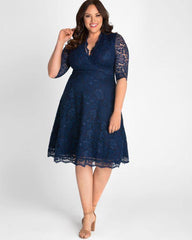 Kiyonna Short Lace Dress Long Sleeve