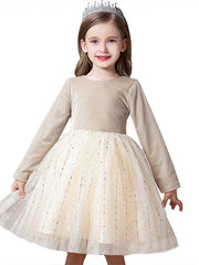 Knee Length Flower Girl Dress with Splicing Paillette for Special Occasions