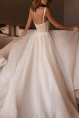 A line Sweetheart Hall casual wedding dress with beaded minimalist bride dress Sexy