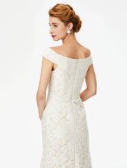 Aimishang Sheath / Column Mother of the Bride Dress Elegant Off Shoulder Floor Length Lace Short Sleeve No with Lace