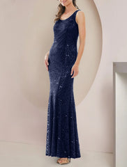 Aimishang Two Piece A-Line Mother of the Bride Dress Formal Wedding Guest Elegant Scoop Neck Floor Length Lace Long Sleeve with Sequin Crystal Brooch