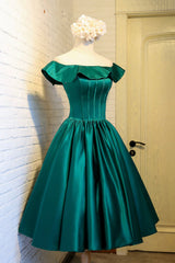Cute Satin Short Prom Dress, Green A-Line Homecoming Dress