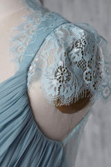 Lace Cap Sleeve Ruffle A-line Wedding Dress