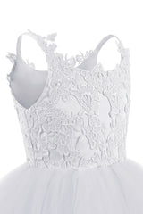 Lace-Embellished Square Neckline Sleeveless Ball Gown Flower Girl Dress