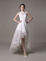 Exclusive Lace High-Low Wedding Gown Aline
