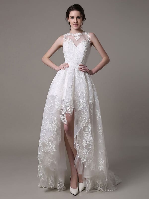 Exclusive Lace High-Low Wedding Gown Aline