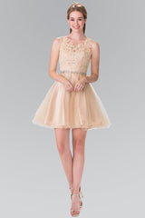 Lace Illusion Top A Line Short Graduation Dress Cocktail