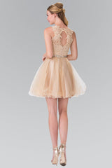 Lace Illusion Top A Line Short Graduation Dress Cocktail
