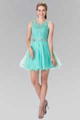 Lace Illusion Top A Line Short Graduation Dress Cocktail