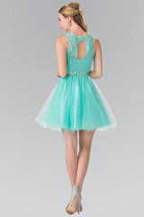 Lace Illusion Top A Line Short Graduation Dress Cocktail