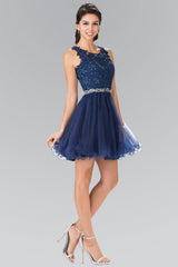 Lace Illusion Top A Line Short Graduation Dress Cocktail