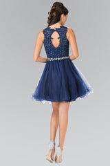 Lace Illusion Top A Line Short Graduation Dress Cocktail