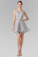 Lace Illusion Top A Line Short Graduation Dress Cocktail