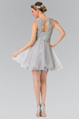 Lace Illusion Top A Line Short Graduation Dress Cocktail