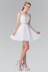 Lace Illusion Top A Line Short Graduation Dress Cocktail